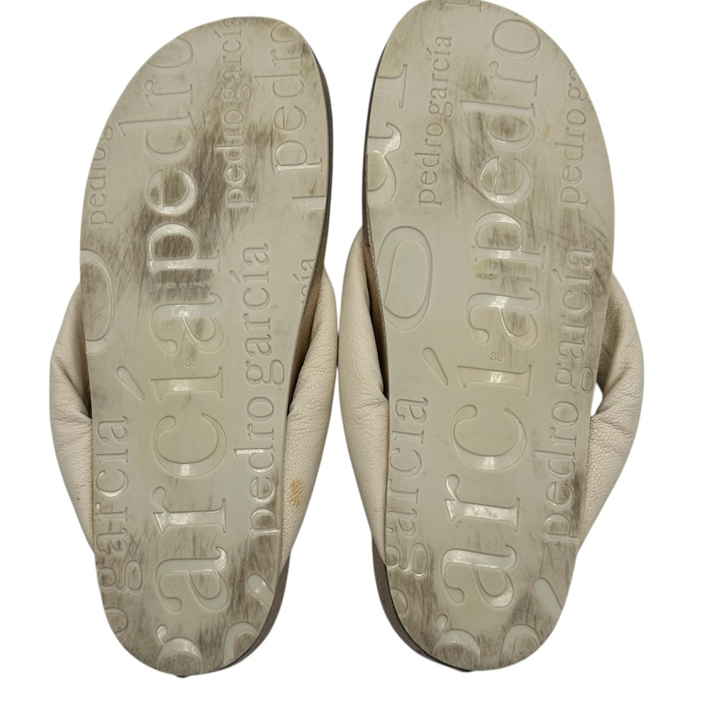 Pedro Garcia Anita "Onsen" Gold and Cream Leather Thong Sandals Size EU39/US9 - Picture 7 of 11